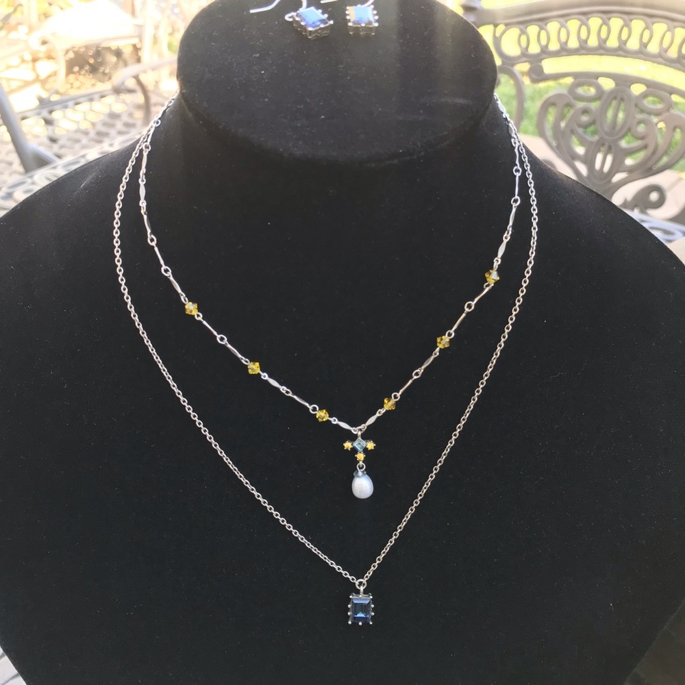 Vintage Y2K Gerard Yosca New York 2 Tiered Necklace matching earrings Set - Picture 12 of 12